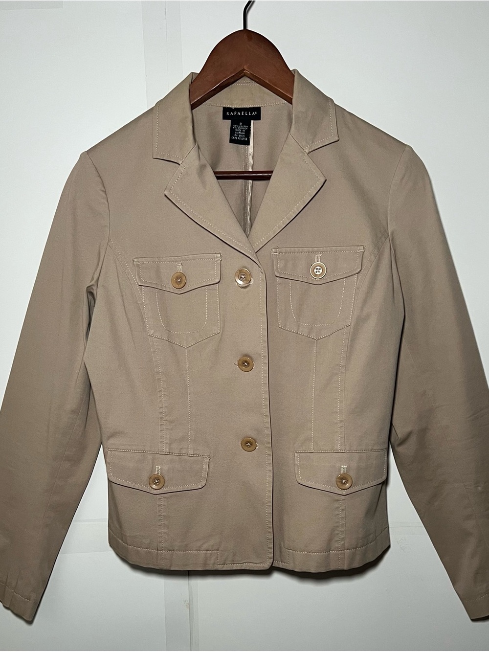 Rafaella Tan Tailored Button-Front Blazer